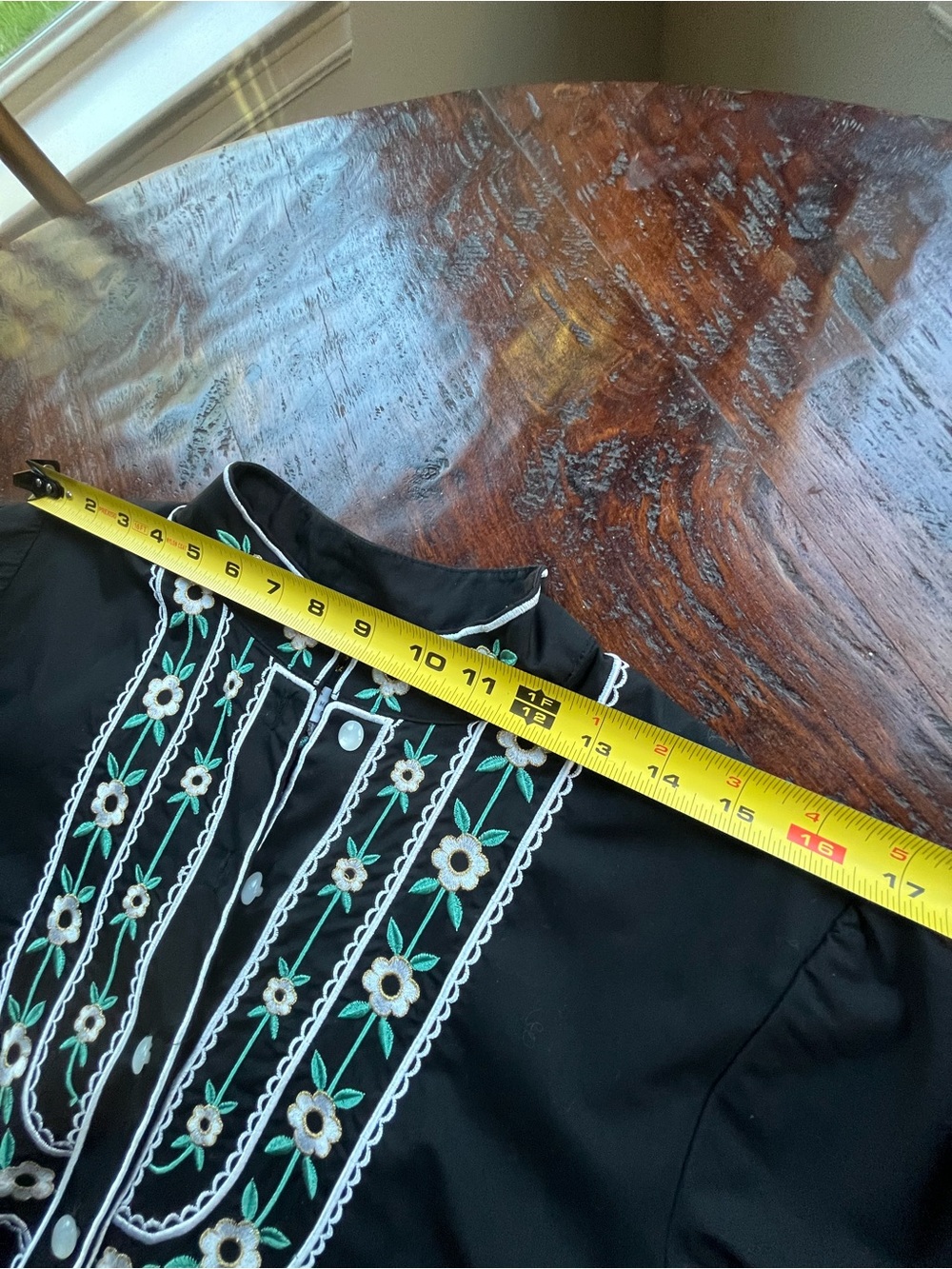 Bob Mackie Black Embroidered Floral Blouse Western Small - Picture 7 of 12